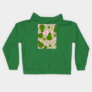 Avocado Pattern on Pink Kids Hoodie